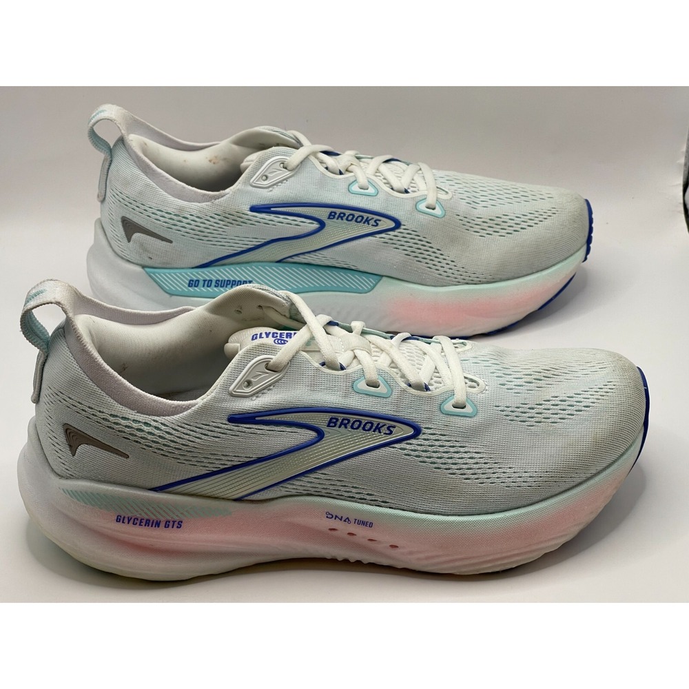 Brooks White and Blue Running Shoes